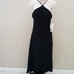 Sexy black asymmetrical hemmed evening dress